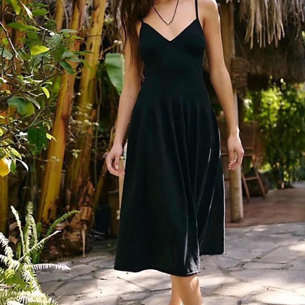 Women’s Free People Tula Sweater Knit Midi Dress Black (NWT!)